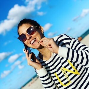 LOFT Black and White Striped Sweater